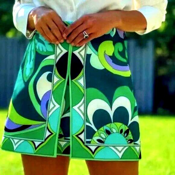 Zara Micro Mini Skirt Size Medium Pleated Abstract Mod Funky Artsy Loud Print - Picture 1 of 6